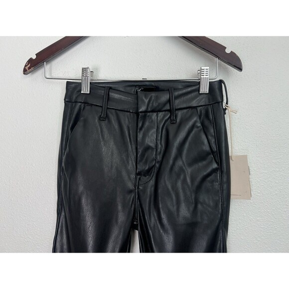 NWT MOTHER The Super Cha Cha Prep Heel Faux Leather Flare Leg Pants Black 23 - Picture 6 of 13